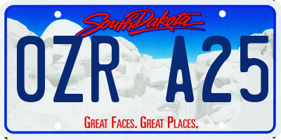 SD license plate 0ZRA25