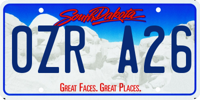SD license plate 0ZRA26