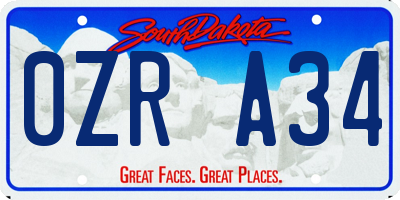 SD license plate 0ZRA34