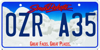 SD license plate 0ZRA35