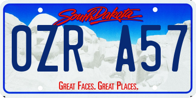 SD license plate 0ZRA57