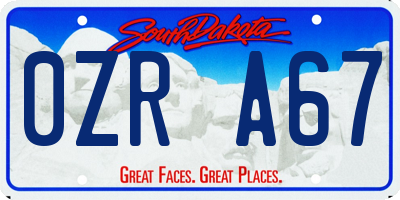 SD license plate 0ZRA67
