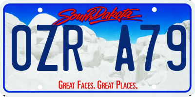 SD license plate 0ZRA79
