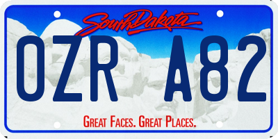 SD license plate 0ZRA82