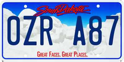 SD license plate 0ZRA87
