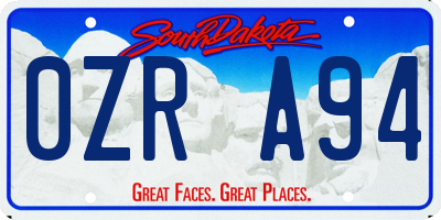 SD license plate 0ZRA94