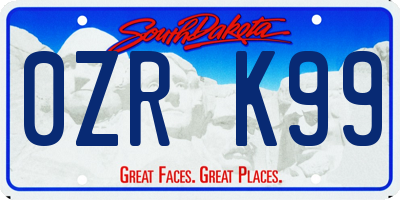 SD license plate 0ZRK99