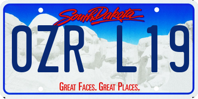 SD license plate 0ZRL19