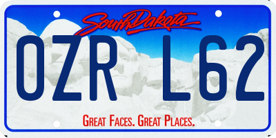 SD license plate 0ZRL62
