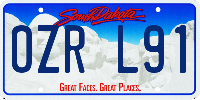 SD license plate 0ZRL91
