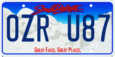 SD license plate 0ZRU87
