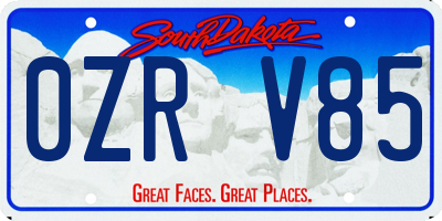 SD license plate 0ZRV85