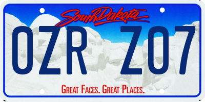 SD license plate 0ZRZ07