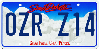 SD license plate 0ZRZ14