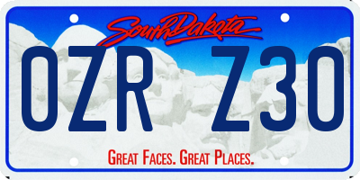 SD license plate 0ZRZ30