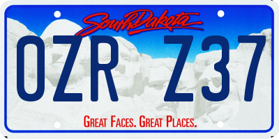 SD license plate 0ZRZ37
