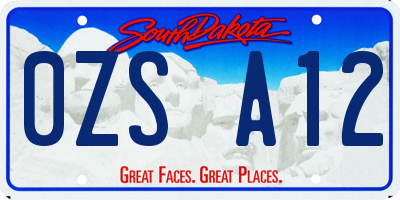 SD license plate 0ZSA12