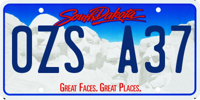 SD license plate 0ZSA37