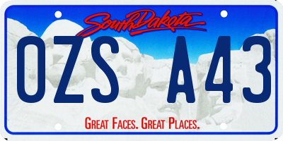 SD license plate 0ZSA43
