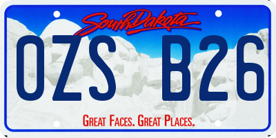 SD license plate 0ZSB26