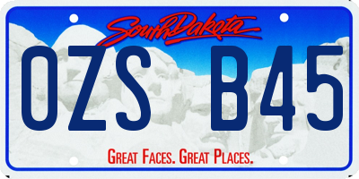 SD license plate 0ZSB45
