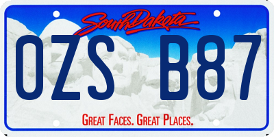 SD license plate 0ZSB87