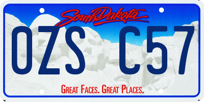SD license plate 0ZSC57