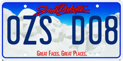 SD license plate 0ZSD08