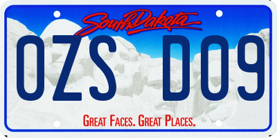 SD license plate 0ZSD09
