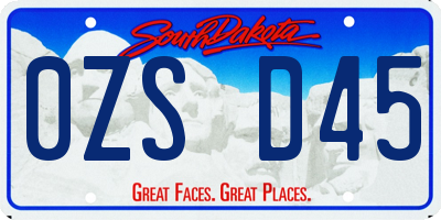 SD license plate 0ZSD45