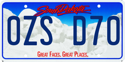 SD license plate 0ZSD70