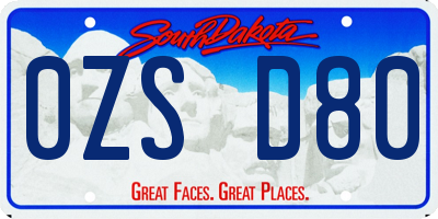 SD license plate 0ZSD80