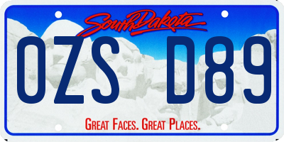 SD license plate 0ZSD89