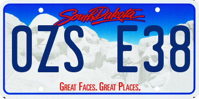 SD license plate 0ZSE38