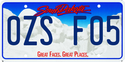 SD license plate 0ZSF05