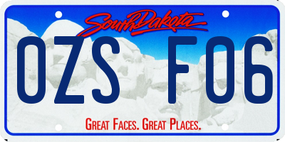 SD license plate 0ZSF06