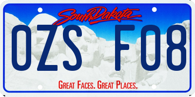 SD license plate 0ZSF08