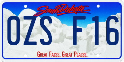 SD license plate 0ZSF16