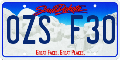 SD license plate 0ZSF30