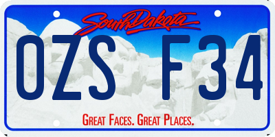 SD license plate 0ZSF34