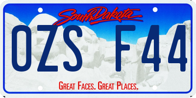 SD license plate 0ZSF44