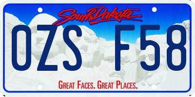 SD license plate 0ZSF58