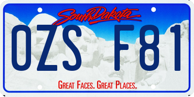 SD license plate 0ZSF81