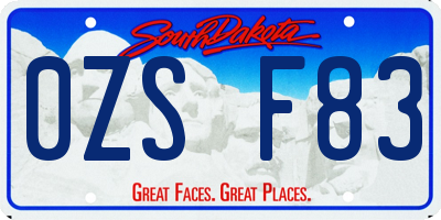 SD license plate 0ZSF83