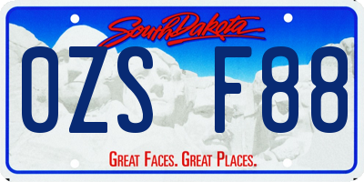 SD license plate 0ZSF88