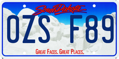 SD license plate 0ZSF89