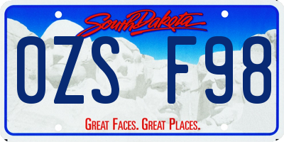 SD license plate 0ZSF98