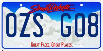 SD license plate 0ZSG08