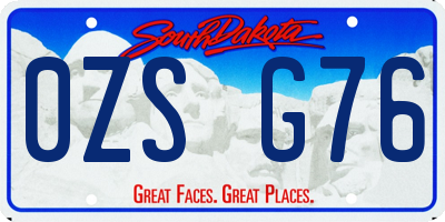 SD license plate 0ZSG76