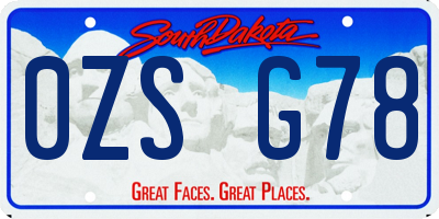 SD license plate 0ZSG78